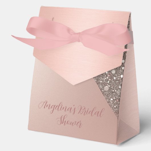 エレガントなローズゴールドのブライズシャワー フェイバーボックス (正面)