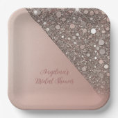 エレガントなローズゴールドのブライズシャワー ペーパープレート (正面)
