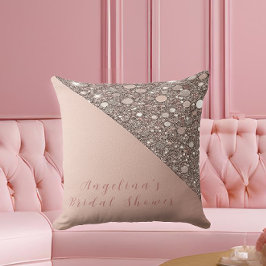 エレガントなローズゴールドのブライダルシャワー クッション