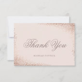 エレガントなローズゴールドのブライダルシャワー サンキューカード (正面)