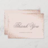 エレガントなローズゴールドのブライダルシャワー サンキューカード (正面/裏面)