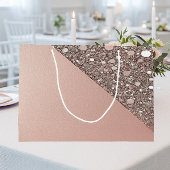 エレガントなローズゴールドのブライダルシャワー ラージペーパーバッグ