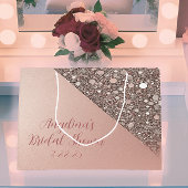 エレガントなローズゴールドのブライダルシャワー ラージペーパーバッグ