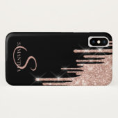 エレガントなローズゴールドのラメ垂れ Case-Mate iPhoneケース (裏面(横))