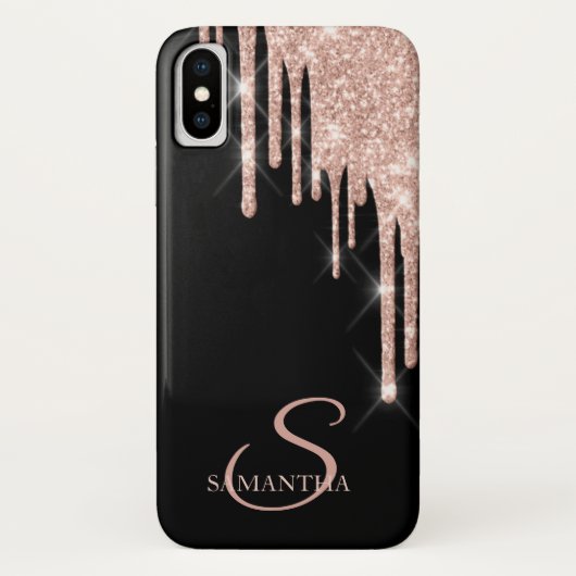 エレガントなローズゴールドのラメ垂れ Case-Mate iPhoneケース (裏面)