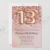エレガントなローズゴールドの女の子の13歳の誕生日パーティー招待状 招待状 (正面)