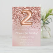 エレガントなローズゴールドの女の子の2歳の誕生日パーティー 招待状 (スタンド正面)