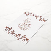 エレガントなローズゴールドの感謝のスクリプト ファミリー フォト 箔シーズンカード (回転した状態)