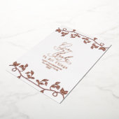 エレガントなローズゴールドの感謝のメッセージ スクリプト ファミリー フォト 箔シーズンカード (回転した状態)