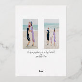 エレガントなローズゴールドの感謝のメッセージ スクリプト ファミリー フォト 箔シーズンカード (裏面)