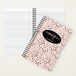 エレガントなローズゴールドの文字が黒い日記に ノートブック