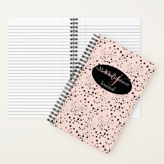 エレガントなローズゴールドの文字が黒い日記に ノートブック (内側)