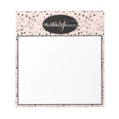 エレガントなローズゴールドの文字が黒のノートブックに ノートパッド (正面)