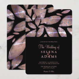 エレガントなローズゴールドの水彩植物ウェディング 招待状