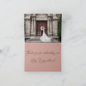 エレガントなローズゴールドの水彩花柄の写真ウェディング サンキューカード (内部)