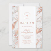 エレガントなローズゴールドの洗礼式 招待状 (正面)