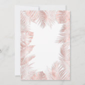 エレガントなローズゴールドの箔  熱帯の葉 ロマンチック 招待状 (裏面)