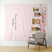 エレガントなローズゴールドの花の写真用背景 ウェディング タペストリー (インサイチュ(横))