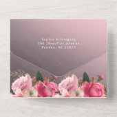 エレガントなローズゴールドの花モチーフ ウェディングオールインワン招待状 オールインワン招待状 (裏面)