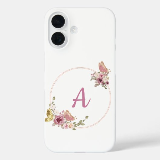 エレガントなローズゴールドの花柄フレーム - 名前入り Case-Mate iPhoneケース (裏面)