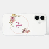 エレガントなローズゴールドの花柄フレーム - 名前入り Case-Mate iPhoneケース (裏面 (横))