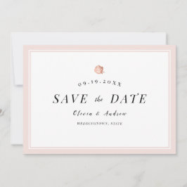 エレガントなローズゴールドの花柄ミニマリストのSave the Date セーブザデート