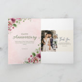 エレガントなローズゴールドの記念日折りたたみグリーティングカード カード (内部)