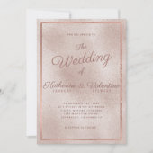 エレガントなローズゴールドの輝きとグラデーションの写真 ウェディング 招待状 (正面)