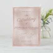 エレガントなローズゴールドの輝きとグラデーションの写真 ウェディング 招待状 (スタンド正面)