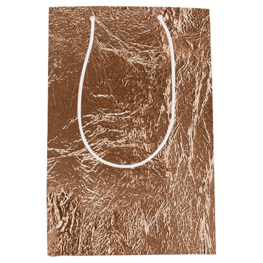 エレガントなローズゴールドの輝き ミディアムペーパーバッグ (正面)