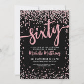 エレガントなローズゴールドの60歳の誕生日 招待状 (正面)