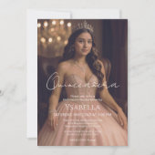 エレガントなローズゴールドのQuinceañera招待状 招待状 (正面)