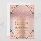 エレガントなローズゴールドオンブレ花柄のキンセアニエラ 招待状 (正面)