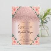 エレガントなローズゴールドオンブレ花柄のキンセアニエラ 招待状 (スタンド正面)