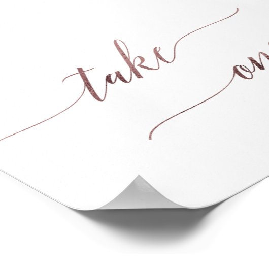 エレガントなローズゴールドカリグラフィーのお取り置きサイン ポスター (角)