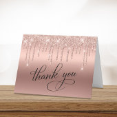 エレガントなローズゴールドグリッター 50歳の誕生日パーティー サンキューカード