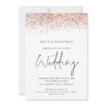 エレガントなローズゴールドグリッターQRコードウェディング