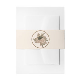 エレガントなローズゴールドセピアクリームグリッター花 招待状ベリーバンド