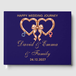 エレガントなローズゴールドハートの結婚式ゲストブック ゲストブック
