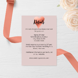 エレガントなローズゴールドハートウェディング エンクロージャーカード