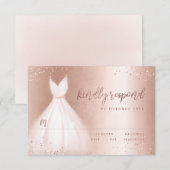 エレガントなローズゴールドピンクのドレス　キンセアニエラの出欠確認 出欠カード (正面/裏面)