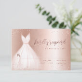 エレガントなローズゴールドピンクのドレス　キンセアニエラ　出席確認 出欠カード (スタンド正面)