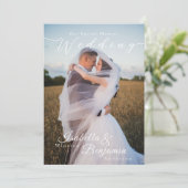 エレガントなローズゴールドブラックウェディングフォト 招待状 (スタンド正面)