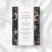 エレガントなローズゴールドブラックマーブルウェディング 招待状