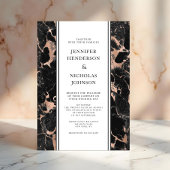 エレガントなローズゴールドブラックマーブルウェディング 招待状