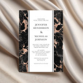 エレガントなローズゴールドブラックマーブルウェディング 招待状