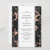 エレガントなローズゴールドブラックマーブルウェディング 招待状 (正面)