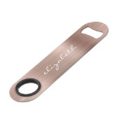 エレガントなローズゴールドメタリックパーソナライズ スピード栓抜き (正面アングル)