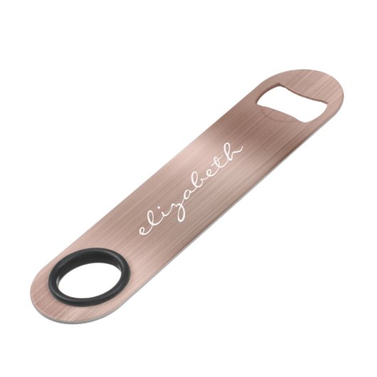 エレガントなローズゴールドメタリックパーソナライズ スピード栓抜き (正面アングル)