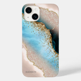 エレガントなローズゴールドラメターコイズマーブル Case-Mate iPhone 14ケース